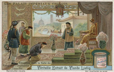 Empfang im Thronsaal vor der Kaiserinwitwe Cixi, China